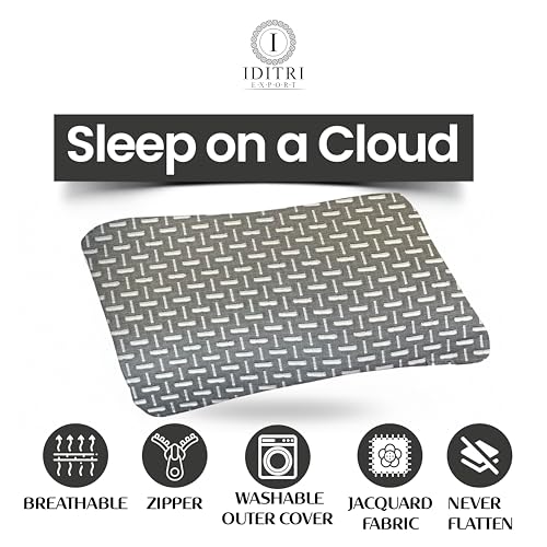 Image of Cervical Neck Pillow, Ergonomic Contour Memory Foam for Sleeping, 220 GSM Jacquard Weave Cover, 55x38x10 cm, Gray Geometric Pattern, Support for Stiff Shoulder and Snoring Relief