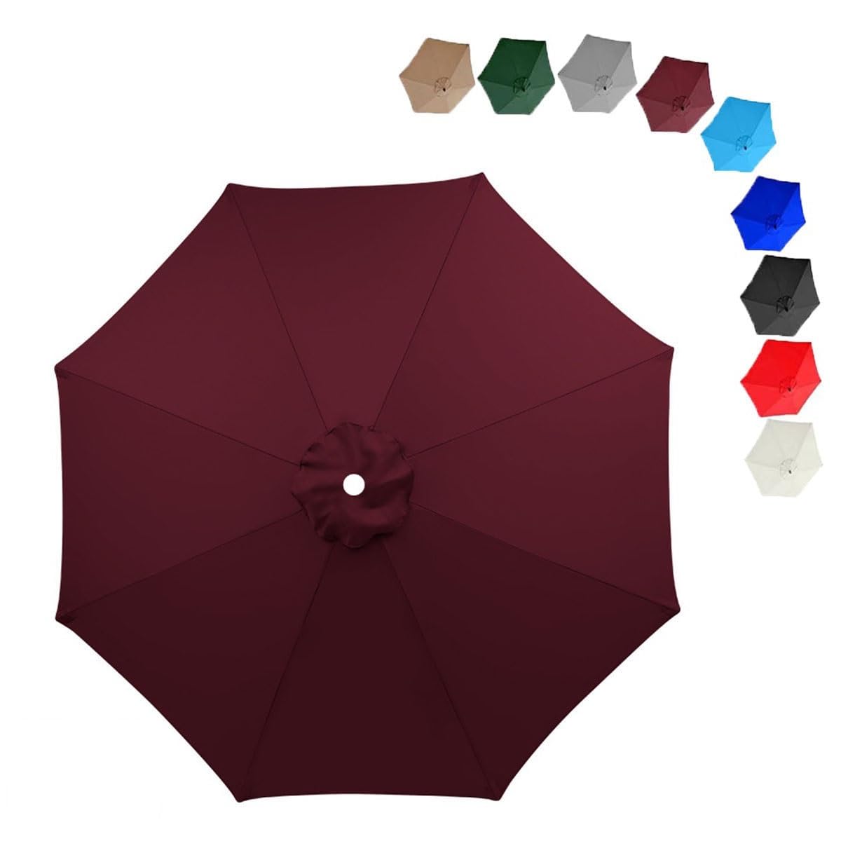 MObyat 230cm/270cm/300cm Patio Umbrella Replacement Canopy, 8 Ribs Umbrella Canopy Cover, UV Protective Replacement Parasol Fabric Cover, Canopy Only(Burgundy,270cm)