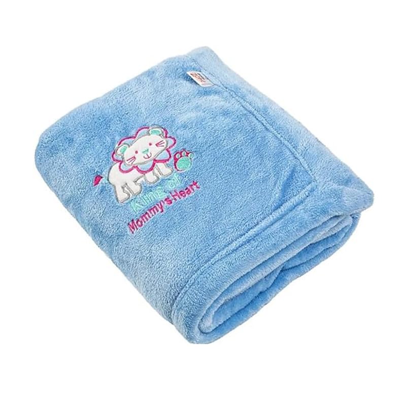 BUMTUM Super Soft New Born Baby Blanket | Wrapper Sheet for Baby Boys & Baby Girls | Lion Print, Lightweight | Super Comfortable (100cm x 80cm, Sky Blue)