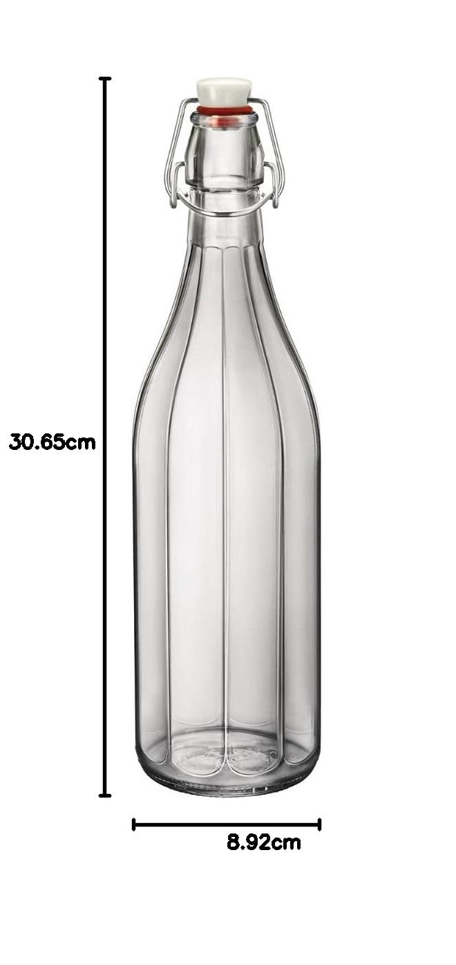 Oxford - Botella de agua para mesa (1 litro), diseño de botella de cristal con clip, ideal para hacer cordiales caseros e infusiones en el hogar