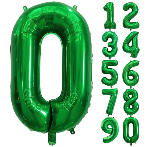 Number Balloons Green Party Balloon - Giant Number 0 Balloon, 40 Inch Large Balloon for St. Patrick's Day Games Theme Birthday Decoration, Girls Boys Party Supplies