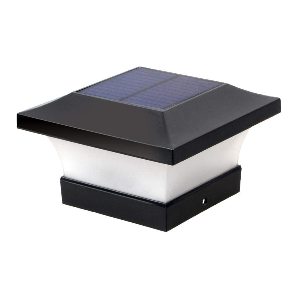 Agzhu 1Pcs Solar Post Cap Light, Led Solar Pillar Light, Landscape Post Cap Lamp, Square Black Fence Lamp, Outdoor Garden Column Lamp, Ip65 Waterproof Solar Led Lamp For Wooden Posts/Deck/Patio/Fence