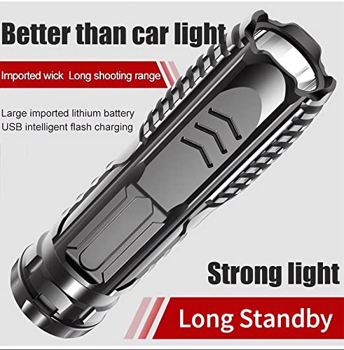Multifunctional Rechargeable Flashlight - 2023 New Waterproof Usb Mini Super Bright Flash Light, Small High Powered Lumens Led Tactical Long Range Flashlights Powerful For Camping Hiking (Black) #TOP4
