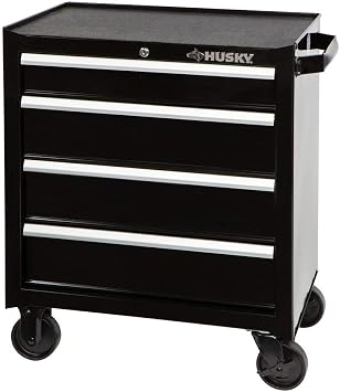 Husky 26 in. W 4-Drawer Rolling Cabinet Tool Box Chest in Gloss Black