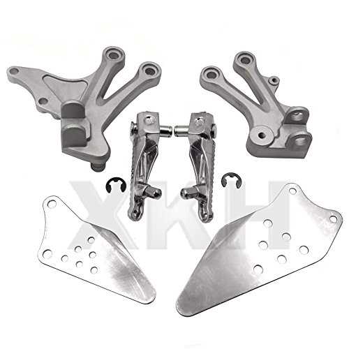 Xkh- Silver Front Rider Foot Rest Peg Bracket Compatible With Kawasaki Ninja Zx10R 2004 2005 [B079M5V1Gr] #TOP6