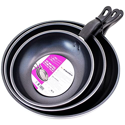 3 Pcs Prima Non Stick Frying PAN Set | 20, 25 & 30 CM | Kitchen COOKWARE | Home Chef | Breakfast Lunch Dinner Cooking | Combo Frying & Grill PAN UK Free P&P