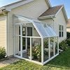 Palram Canopia Rion Sun Room 6 Ft. x 6 Ft. Solarium, Lean-to Greenhouse DIY Kit, Attach to House, Large Twin Wall Polycarbonate, 100% UV Protection for Porch, Patio Outdoors with Window Vent (White)