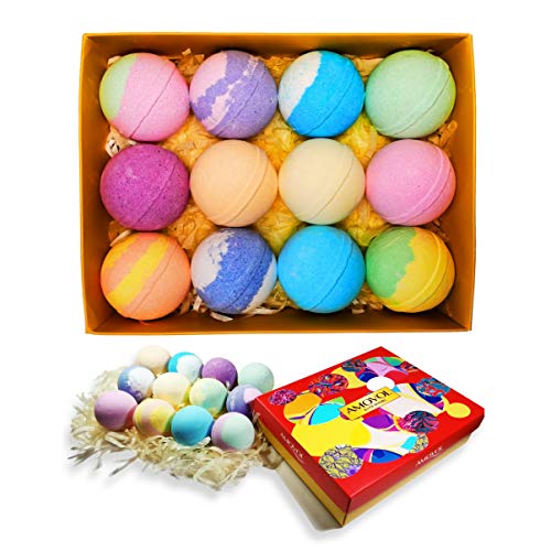 Bath Bombs Gift Set,12 kinds of fragrance with Essential oils, Floating Fizzies, Rich Bubbles, Powerful Moisturize and No Greasy, Best handmade Gift for Moms, Wives, Girlfriends