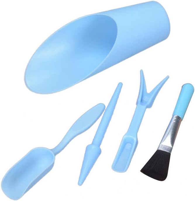 Flushzing 5pcs Plant Transplanting Tools Plastic Shovel Trowel Bucket Brush Spoon Gardening Supplies Set