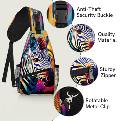 Cute Zebra Crossbody Sling Backpack Sling Bag miniatura 3