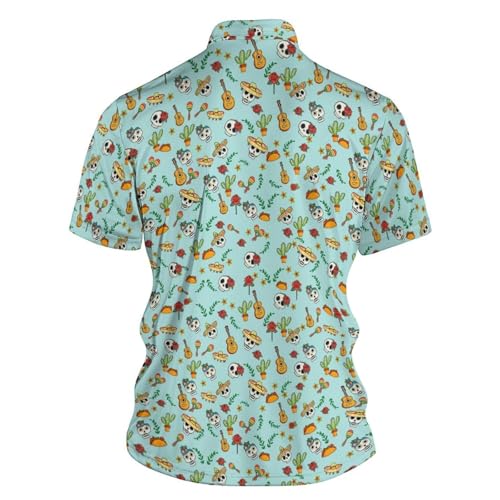 Tee shirt col V blanc style Aloha fleurs de golf décontracté - 2