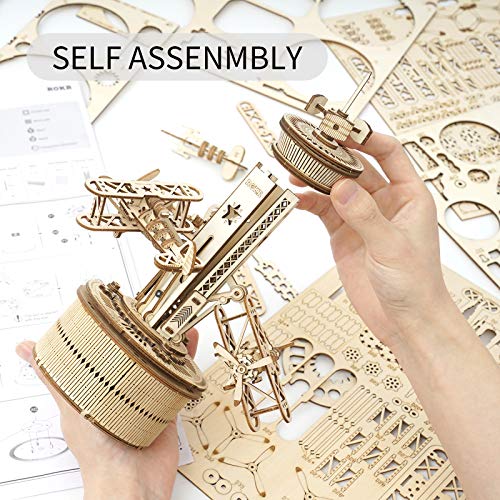 Rokr 3D Wooden Puzzle Mechanical Music Box,Diy Aircraft Model Kits To Build,Best Toy Gift For Kids/Teens/Adults On Birthday,Decoration For Room #TOP2