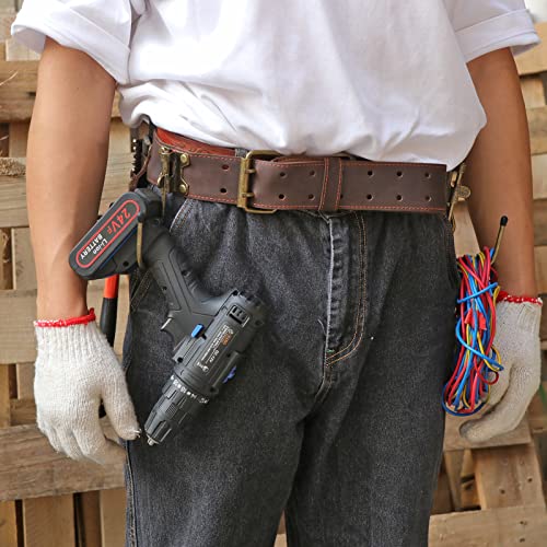 Tourbon Adjustable Tool Belt Hanging Hooks Hammer Hatchet Holder Tape Measure Drill Holster (Dark Brown) #TOP5
