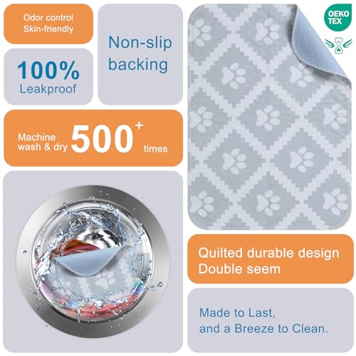 Image of BEAUTYZOO Washable Pee Pads for Dogs, 8 Pack Reusable Puppy Pads, Super Absorbent Dog Pee Pads for Pet Training, Housebreaking and Incontinence, Non-Slip Potty Pads for Floor, Crate, Couch, 18 inch x 24 inch