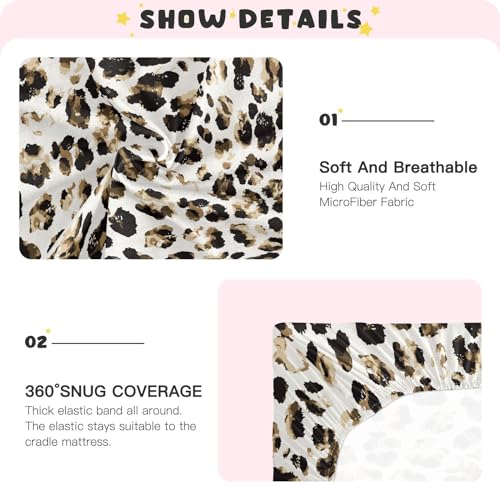 Image of CaTaKu Mini Crib Sheets Fitted for Girls Boys Leopard Cheetah Animals Baby Crib Sheets, Neutral Mattress Sheets Nursery Toddler Bed Sheets 28 inchx 52 inch
