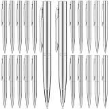 Chinco 24 Pcs Small Ballpoint Pen Mini Pens Bulk Metal Stainless Steel Point Pens Pack with Copper Fittings for Pockets Notebook Notepads Office School
