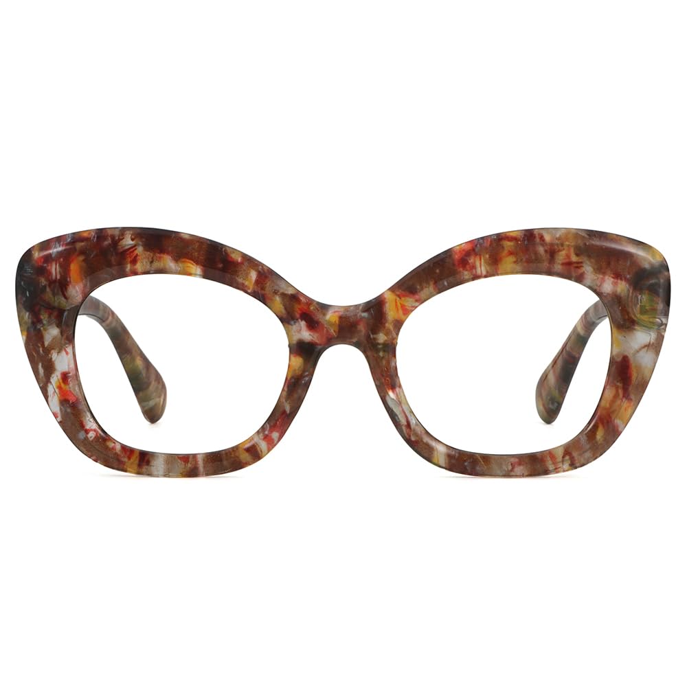 JiSoo Cat Eye Readers for Women Oversized Cat Eye Reading Glasses Designer Cute Cheaters, Amber 1.5