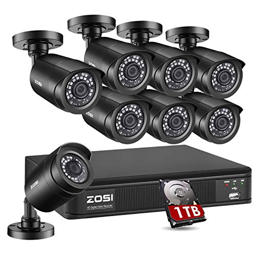 ZOSI H.265+1080p Home Security Camera System Outdoor Indoor, 1080p Lite CCTV DVR Recorder