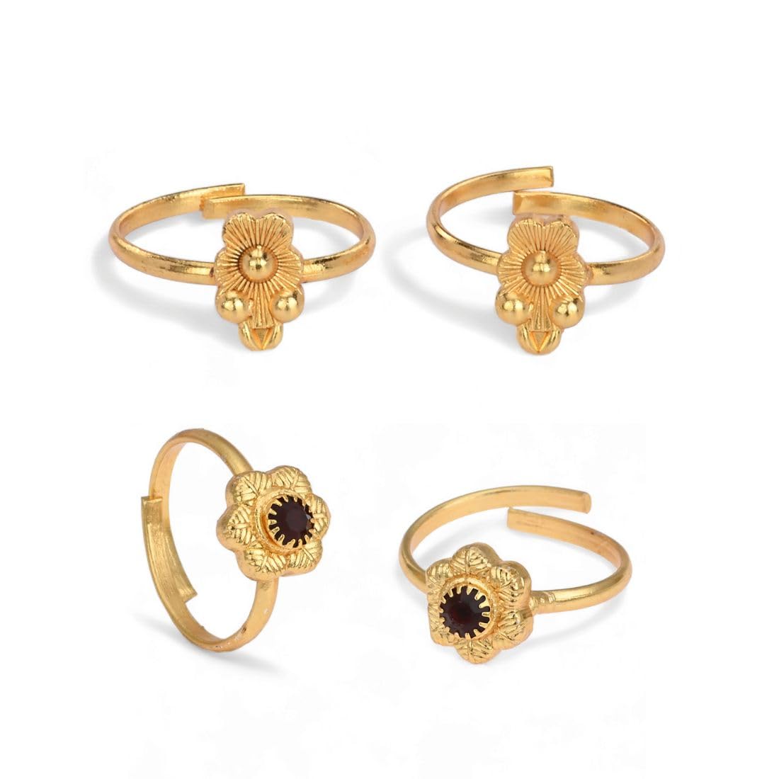 aanyacentric Set of 2 Pair Toe Rings Adjustable Traditional & Fashionable Accessories-picture-34