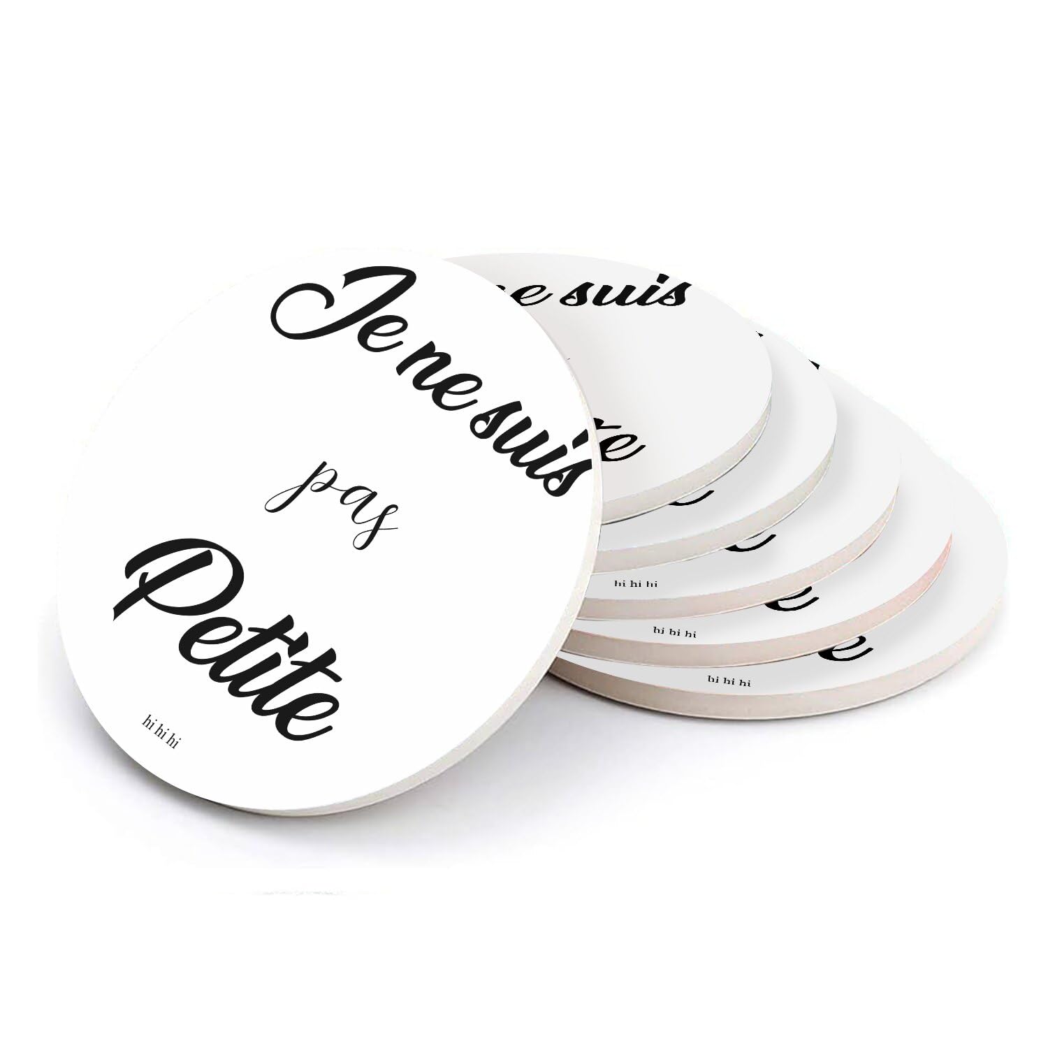 Sous verre ronds en céramique Je Ne suis Pas Petite : idée cadeau humour lot de 6