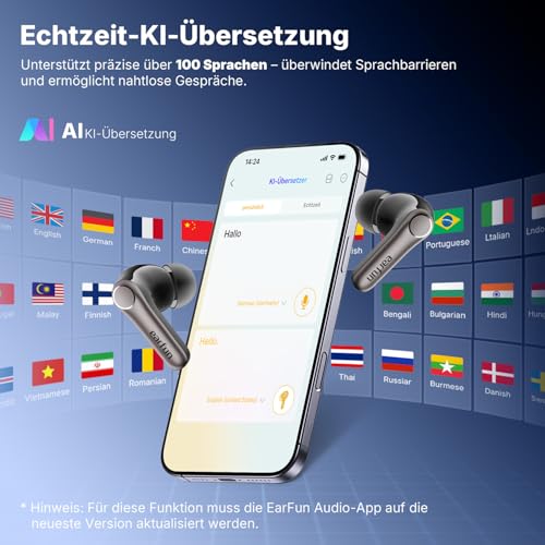 EarFun Air Pro 4+ Kabellose Bluetooth In Ear Kopfhörer mit Noise Cancelling