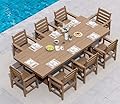 SERWALL 9 Piece Outdoor Dining Set, 84" HDPE Outdoor Table and Chairs for 8?All Weather Patio Furniture Set with Umbrella Hole for Backyard, Garden, Brown
