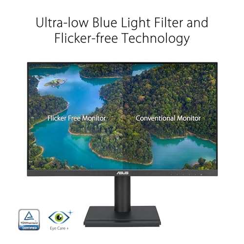 Image of ASUS 24 inch 1080P Business Monitor (VA24DQFS) - IPS, 100Hz, 1ms, Adaptive-Sync, HDMI, DisplayPort, VGA, for Working and Gaming, Ergo Design, Blue Light Filter, Flicker Free, 3 yr Warranty TAA Compliant