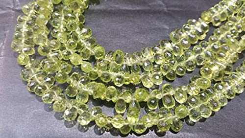 Quartz citron briolettes 5-8mm perles gouttes en fil de 7 pouces pour création