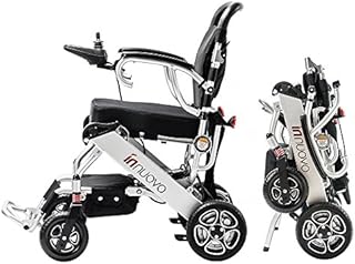 Intelligent Lightweight Foldable Electric Wheelchairs, Compact (Net Weight 43 lbs) Power Wheelchair, Portable Folding Carry Wheelchair, Durable Wheelchairs (12.6 x 22 x 28)