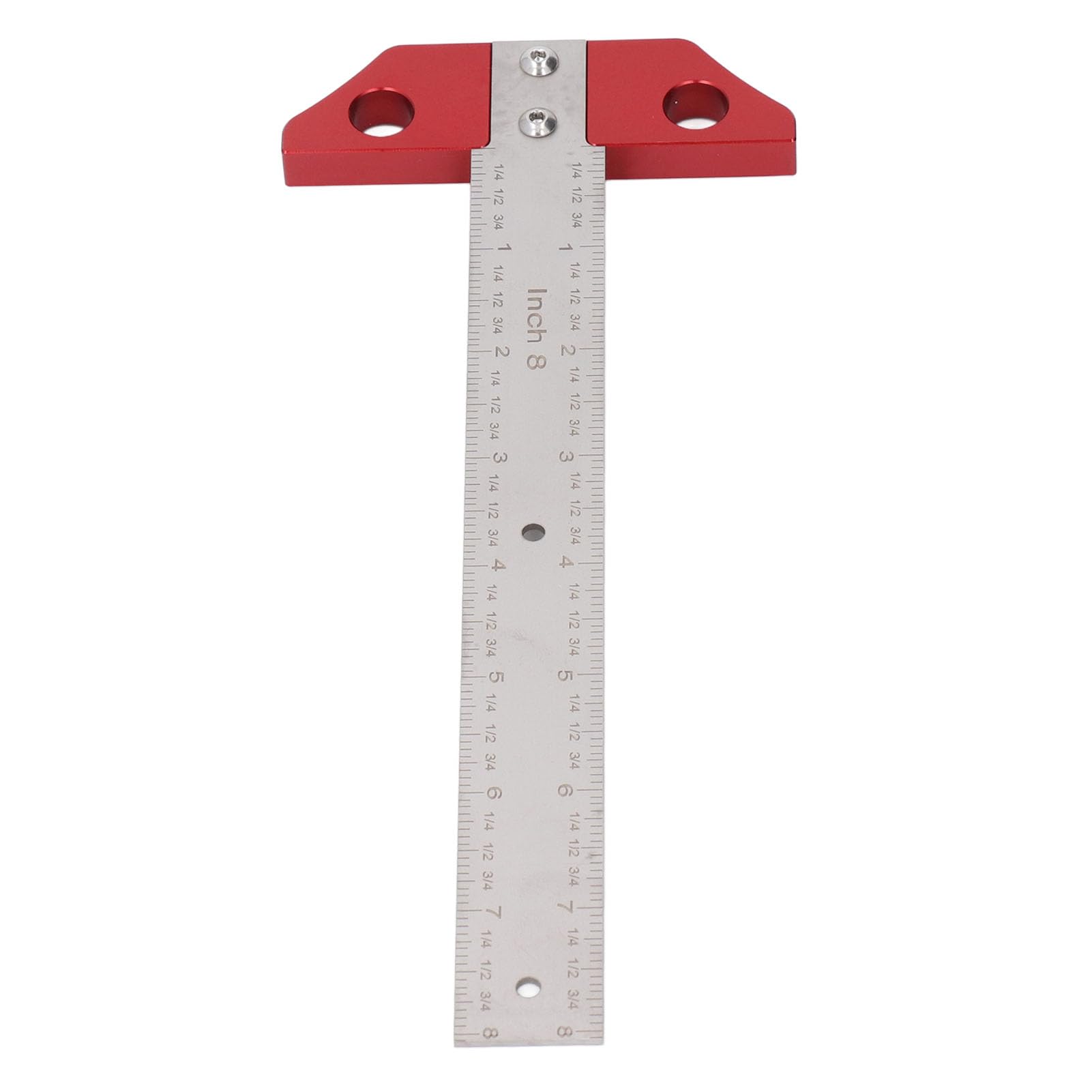 Yuecoom T Square Ruler, 8in Drawing Metal Woodworking Layout Measuring Scriber Metric Imperial Scale Drafting Tools for Carpenter Work