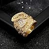 Premium Yellow 9ct Gold Plated Waterproof Saddle Ring with Stones - Luxurious Jewellery Gift for Men and Teens (size 10 - UK size T) - Bling King London #4