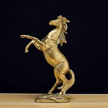 Amazon.co.jp: JMONLPICY 金色のたてがみ樹脂馬の装飾像 置物