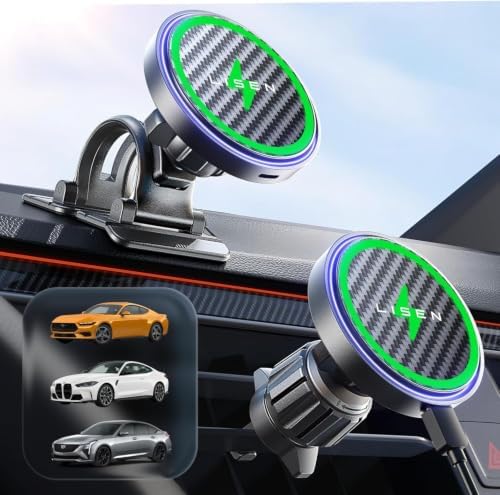 LISEN für Magsafe Autohalterung 15W Handyhalterung Auto mit Ladefunktion | Handy Halterung Auto Magsafe Ladegerät Kfz- Handyhalterung Magnet Wireless Charger Auto Zubehör für iPhon