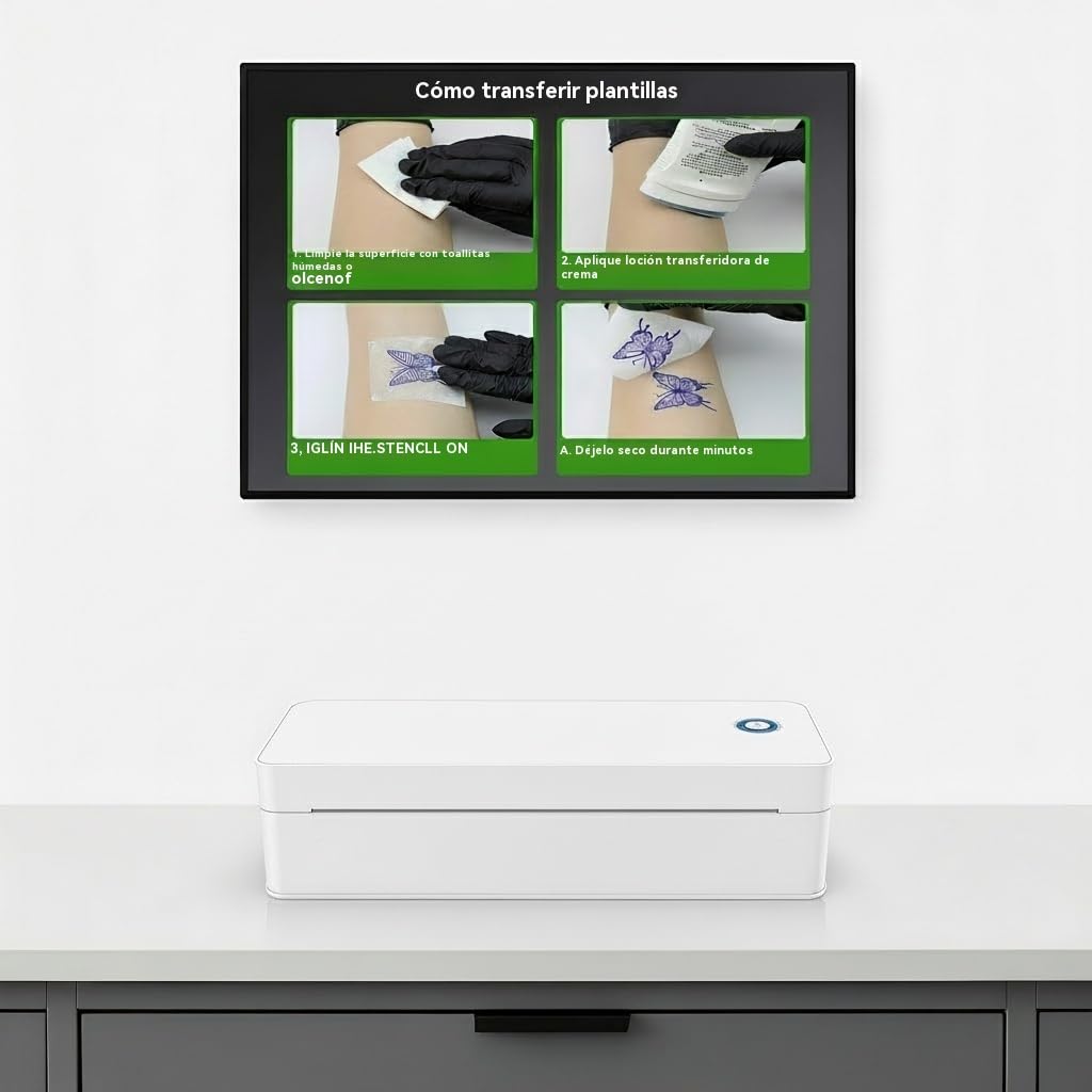A401 Impresora de Plantillas para Tatuajes Bluetooth, 300DPI Impresora Térmica Portátil para Transferencias y Papel A4, Inalámbrica para Principiantes y Profesionales
