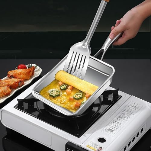 Padella Tamagoyaki quadrata in acciaio inossidabile 316, padella giapponese antiaderente per omelette, cottura rettangolare per cucinare involtini di uova, bistecche, pancette