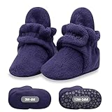 Zutano Cozie Fleece Baby Booties with Grippers 12M (6-12 Months), True Navy