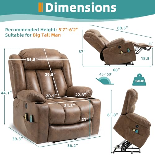Sillón reclinable con masaje Marrón miniatura 2
