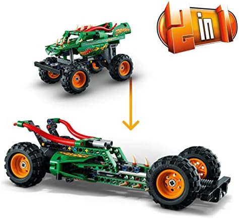 LEGO 42149 Technic Monster Jam Dragon Monster Truck Toy for Boys and Girls, 2in1 Racing Pull Back Car Toys for Off Road Stunts, Kids Birthday Gift Idea