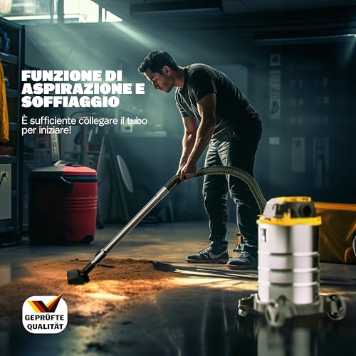 Monzana® Aspirapolvere Liquidi Solidi 30L 2200W Presa Certificata GS Raggio 9m Aspiratore Secco Umido Industriale Acciaio Inox con Funzione di Soffiaggio - 6