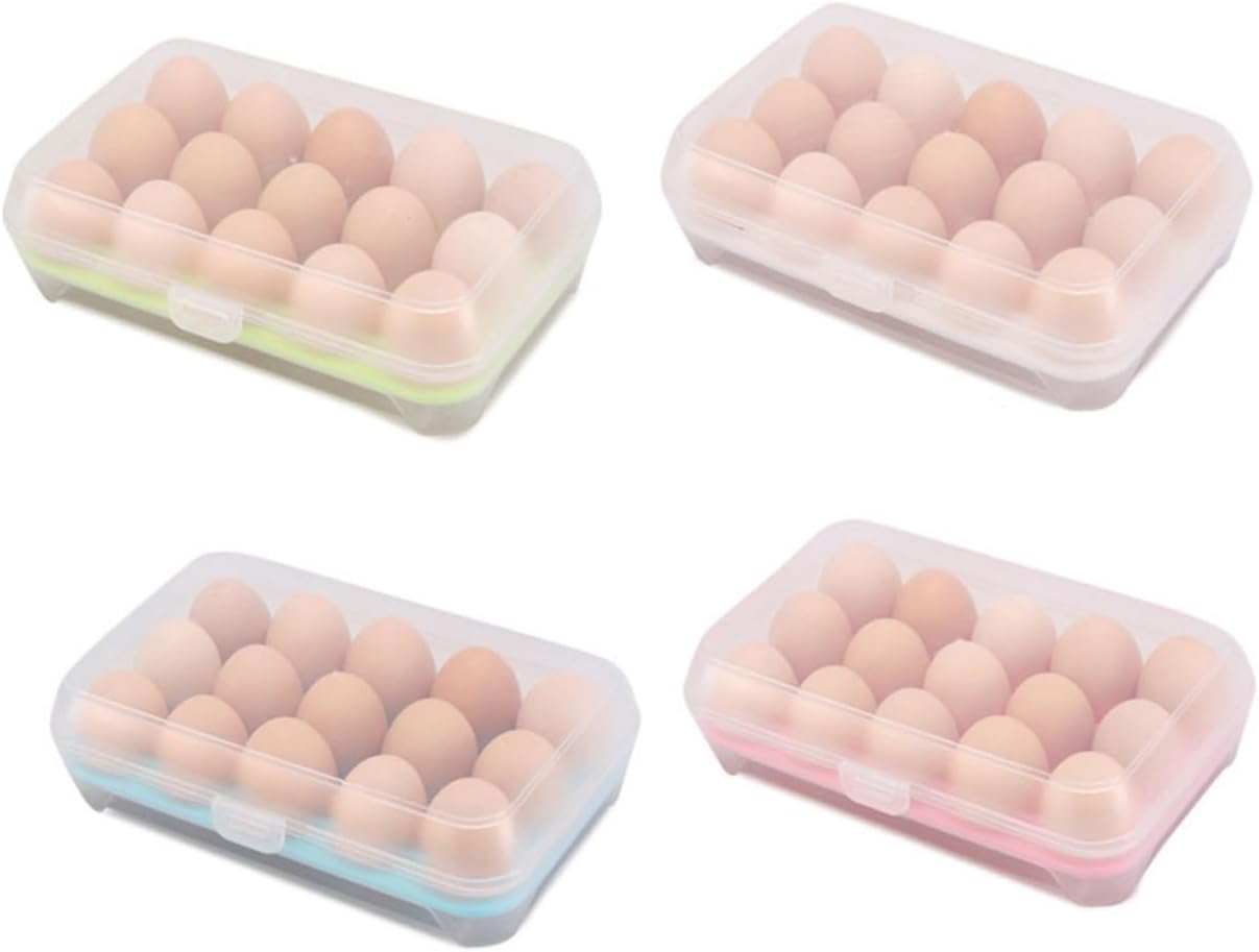 3pcs 15 Egg Holder for Fridge Egg Stand Holder Single Egg Holder Egg Holder for Refrigerator Egg Holder Tray Dispenser Container Fridge Egg Container Box Egg Tray White? (White)