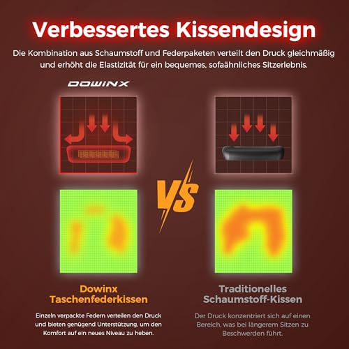 Sedia da gaming con cuscino a molle insacchettate e gancio, in pelle PU, con poggiatesta, ergonomica, da ufficio, con poggiapiedi, 135 kg, per adulti, colore nero e rosso - Sedia gaming - Immagine 4