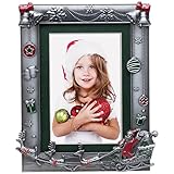 Santa and Reindeer Pewter Picture Frame
