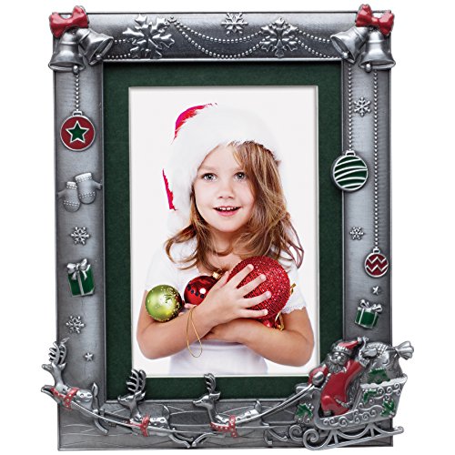 FINE PHOTO GIFTS Santa and Reindeer Pewter Picture Frame