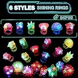 Encham 24 Stück Blinkender Ring Mädchen Bunt Leuchtringe LED Ring Licht Finger Spielzeug LED-Gummiringe Partysdeko