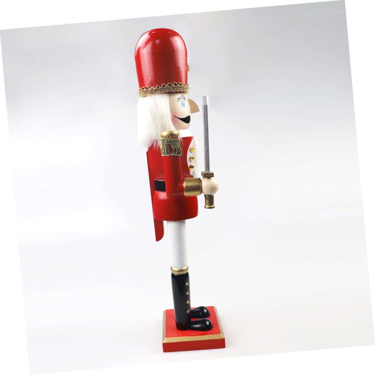 YARNOW Wooden Nutcracker Decoration 39.5cm Christmas Tabletop Ornament Red White Gold King Soldier Figurine Holiday Desktop Nutcrackers Craft