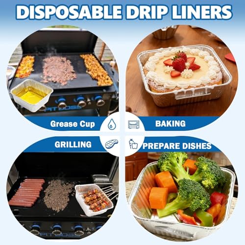 Image of Grease Cup Liners Replacement for Blue Rhino /Pit Boss Griddles, 15-Pack | Heavy-duty Aluminum Foil, Disposable, Fits Blue Rhino Razor & Pit Boss Ultimate, Leak-proof, Heat-resistant, Easy Cleanup