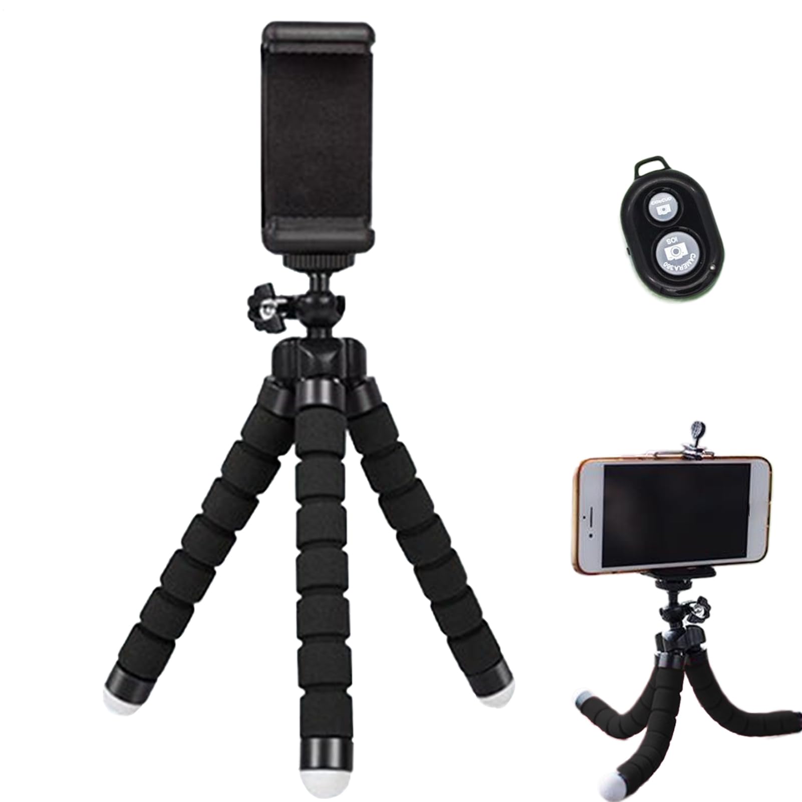Treppiede Flessibile Octopus Per Fotocamera E Telefono – Regolabile, Pieghevole Con Piedini Antiscivolo Per Selfie E Vlog