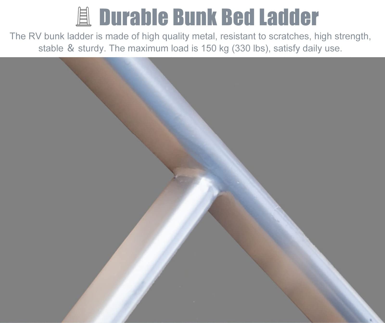 Escalera de litera con Cama Doble para Autocaravana, Escalera de Mano de Metal Plateado/Escalera de Cama reemplazable, escaleras universales Cortas con Ganchos, para Granja de Dormitorio Tip