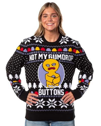 Shrek Ugly Christmas Sweater Men's Gingerbread Man Not My Gumdrop Buttons Knit Pullover4