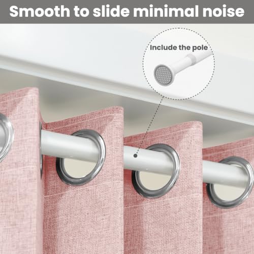 Image of AJAZZ Blackout Accordion Doors Curtain with Curtain Rods 39-52 in Length, Magnetic Door Curtains for Bedroom Living Room Doorway Curtain Set, 1 Panel, W55 x L80 inch, Pink